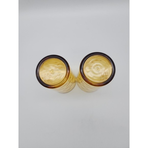 Hazel Atlas Glass Amber Capri Dot ELDORADO GOLD 10 oz Tumblers Set of Two - Picture 3 of 12